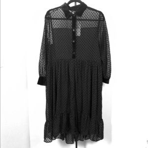 ZARA polka dot sheer black dress